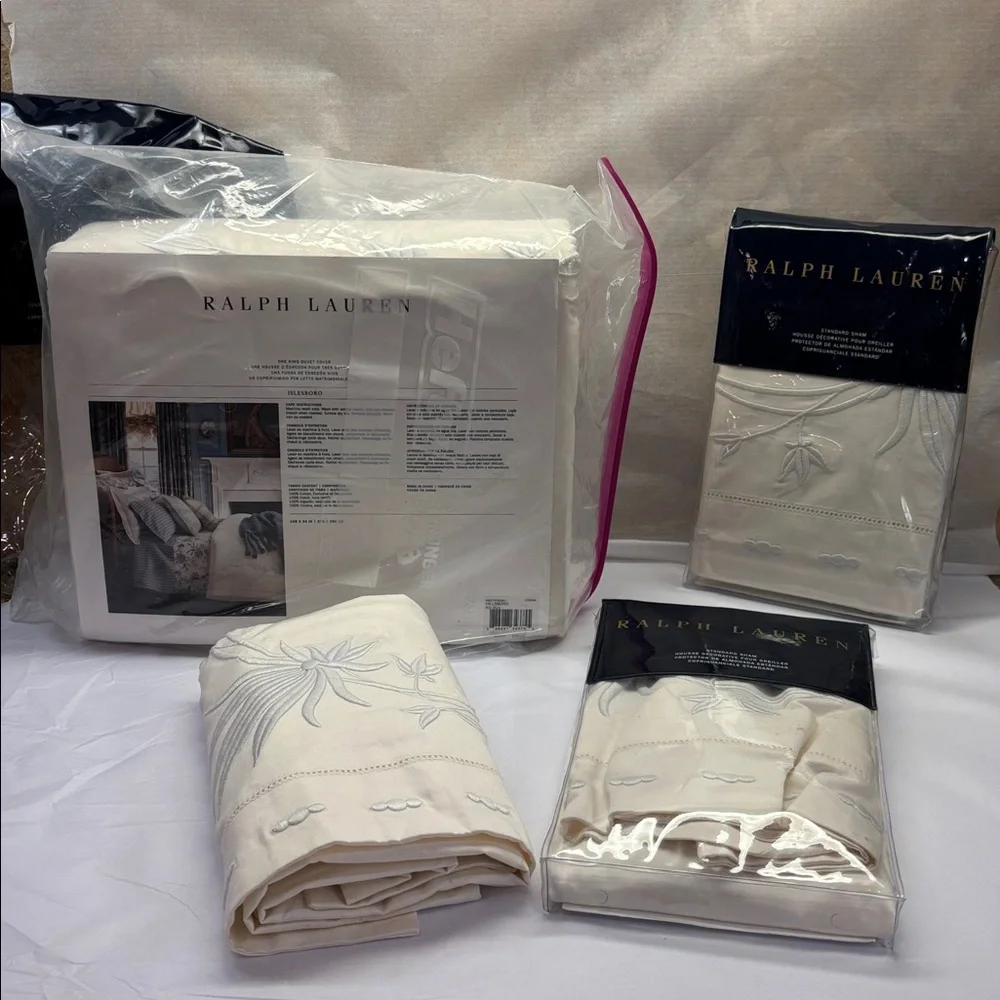 4 Pc Set Ralph Lauren Hillsboro Islesboro Duvet Cover Set